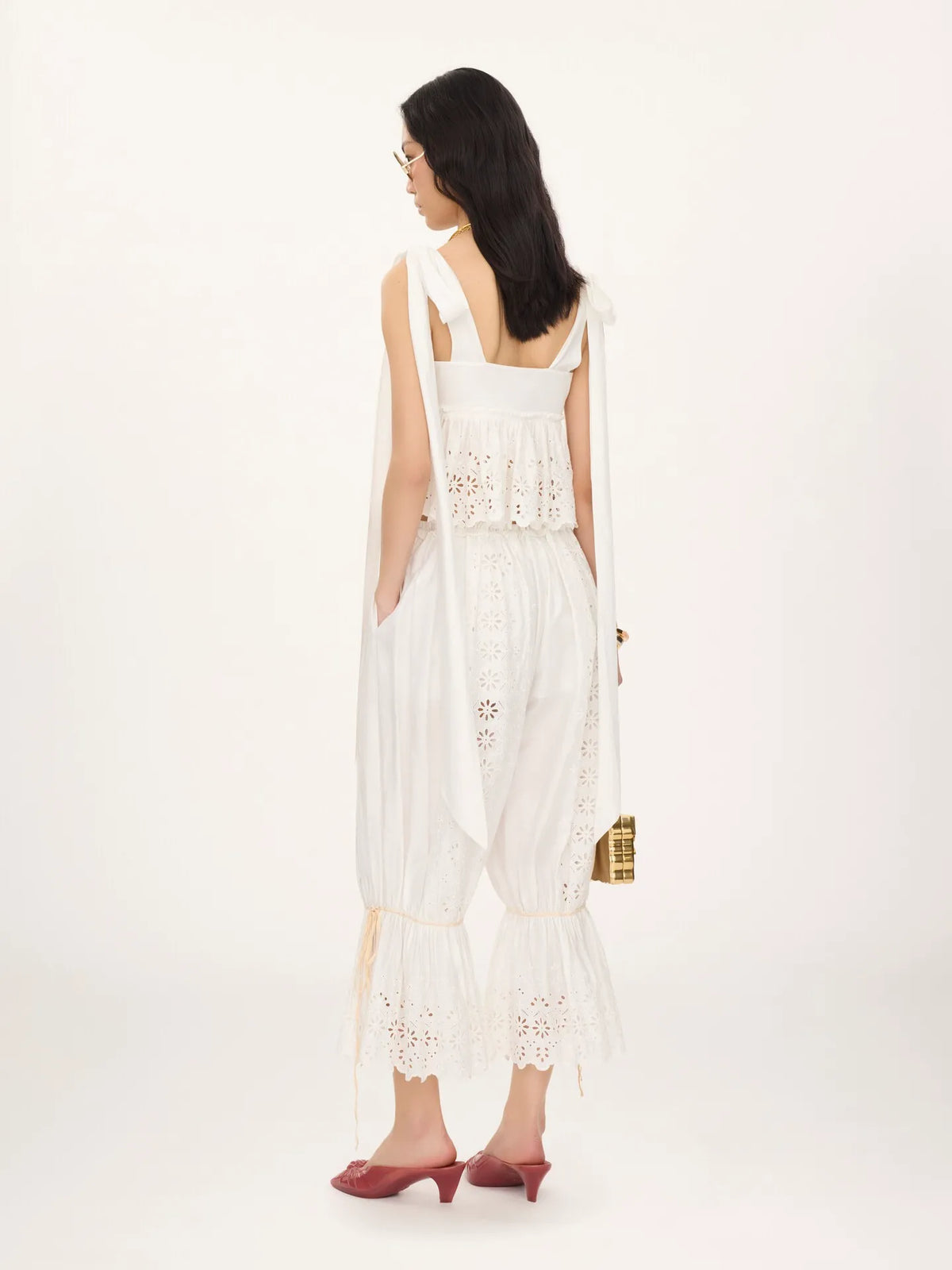 Knotted-strap cropped top in soft cotton