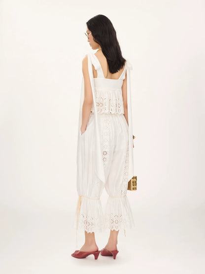Knotted-strap cropped top in soft cotton