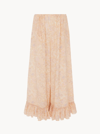 Cropped fluid pants in crêpe de chine