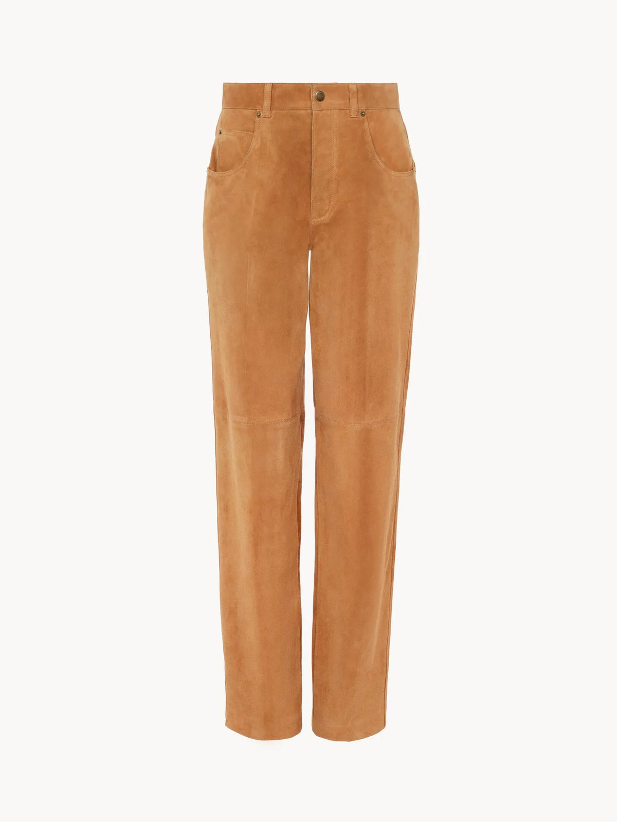 Straight pants in suede leather