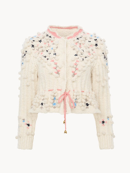 Cropped fitted cardigan in a wool knit