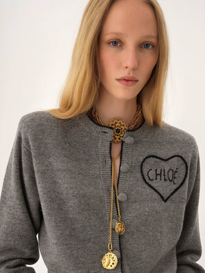 Fitted logo cardigan in a wool & cashmere knit