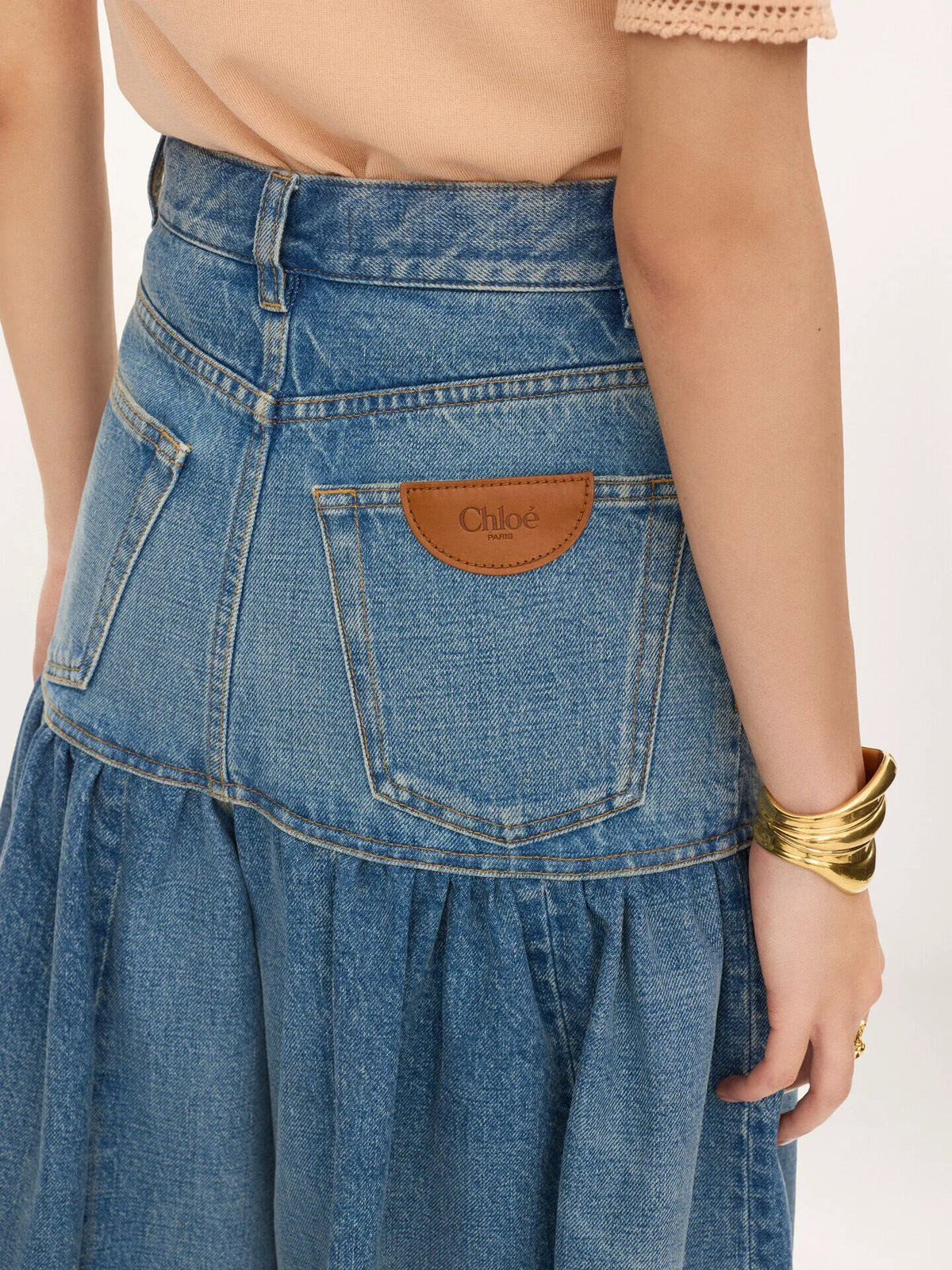 High-rise balloon bermuda shorts in denim