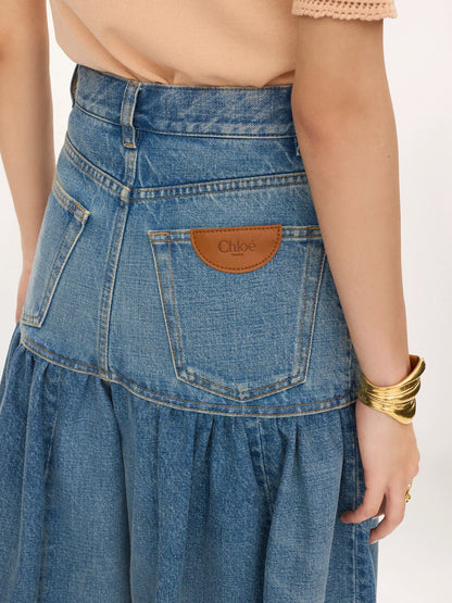 High-rise balloon bermuda shorts in denim