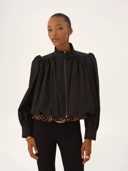 Gathered boule jacket in cotton canvas