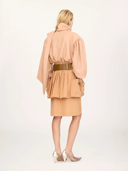 Layered knee-length skirt in cotton poplin