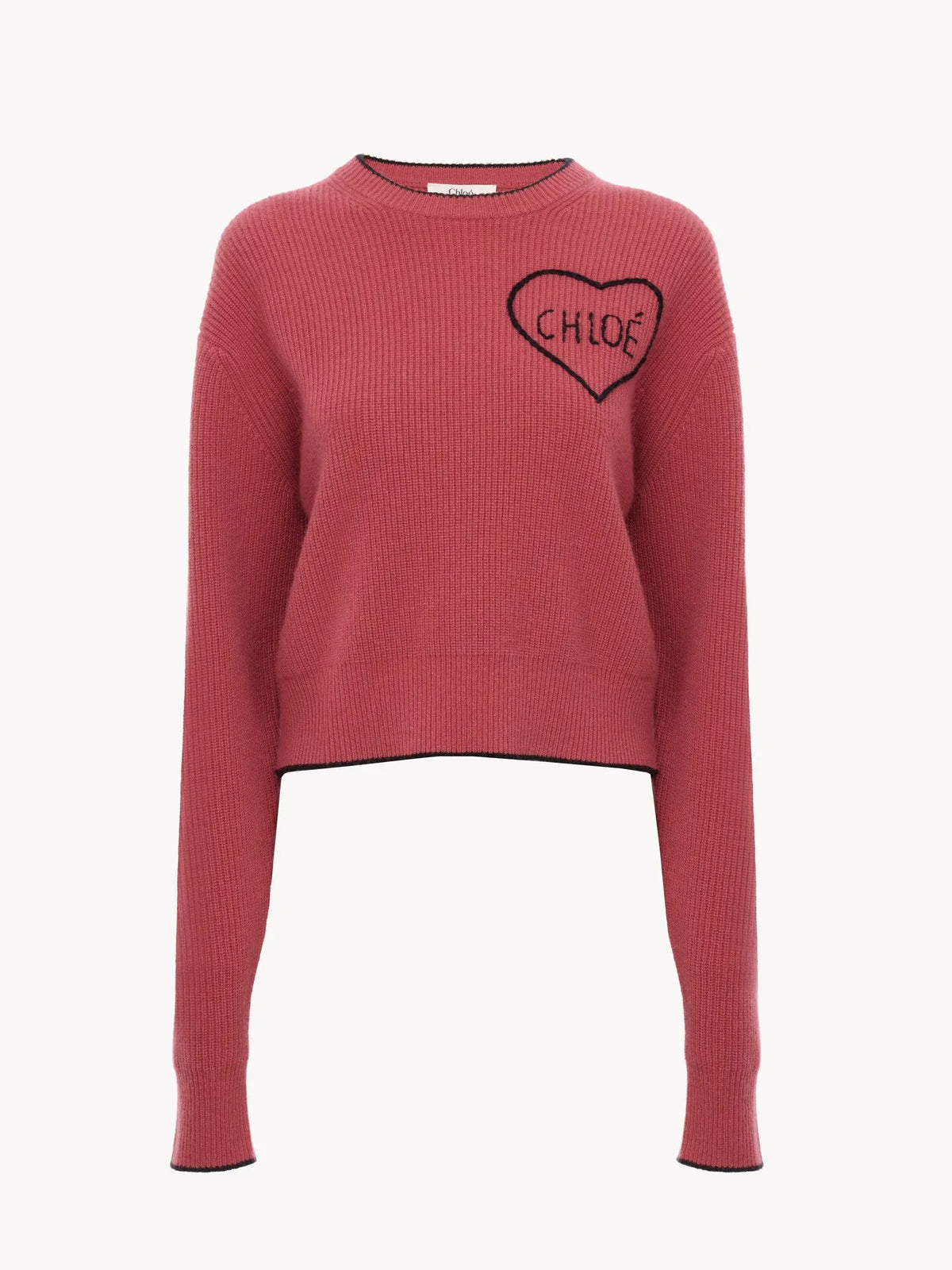 Cropped fitted logo sweater in a wool knit
