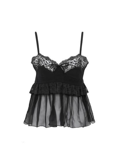 Thin-strap lingerie top in crêpe de chine