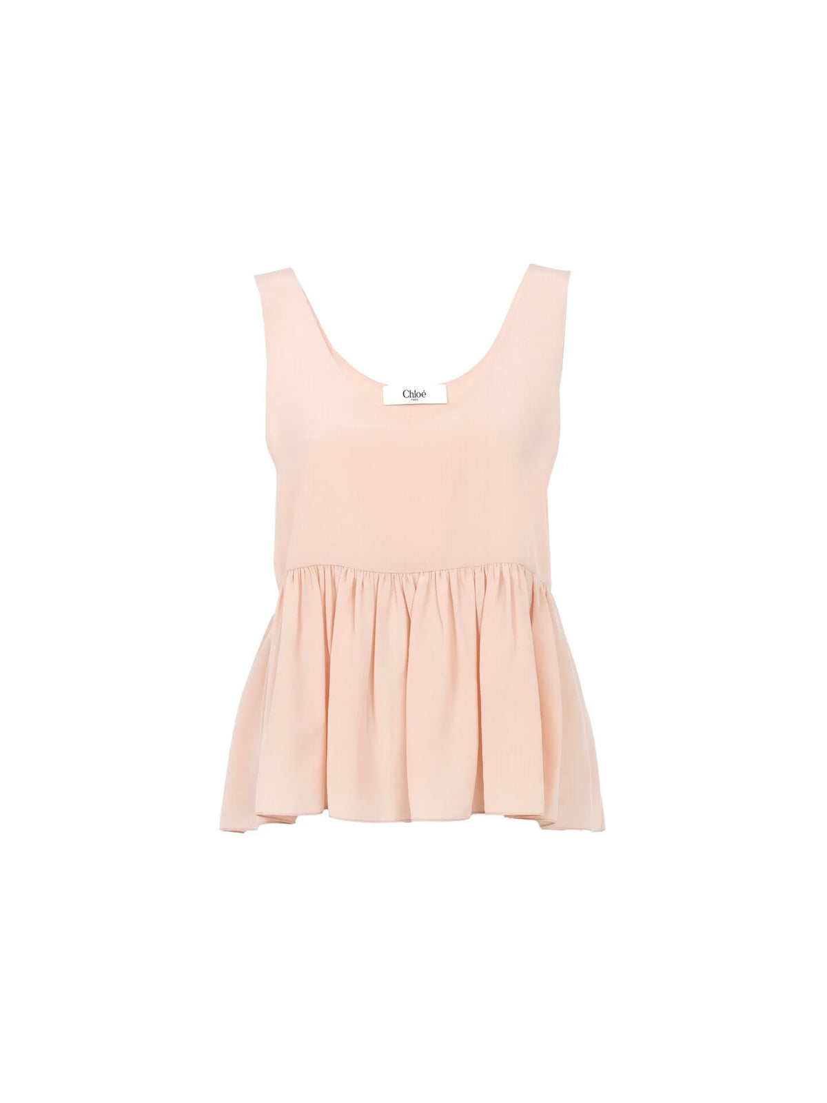 Gathered sleeveless top in crêpe de chine