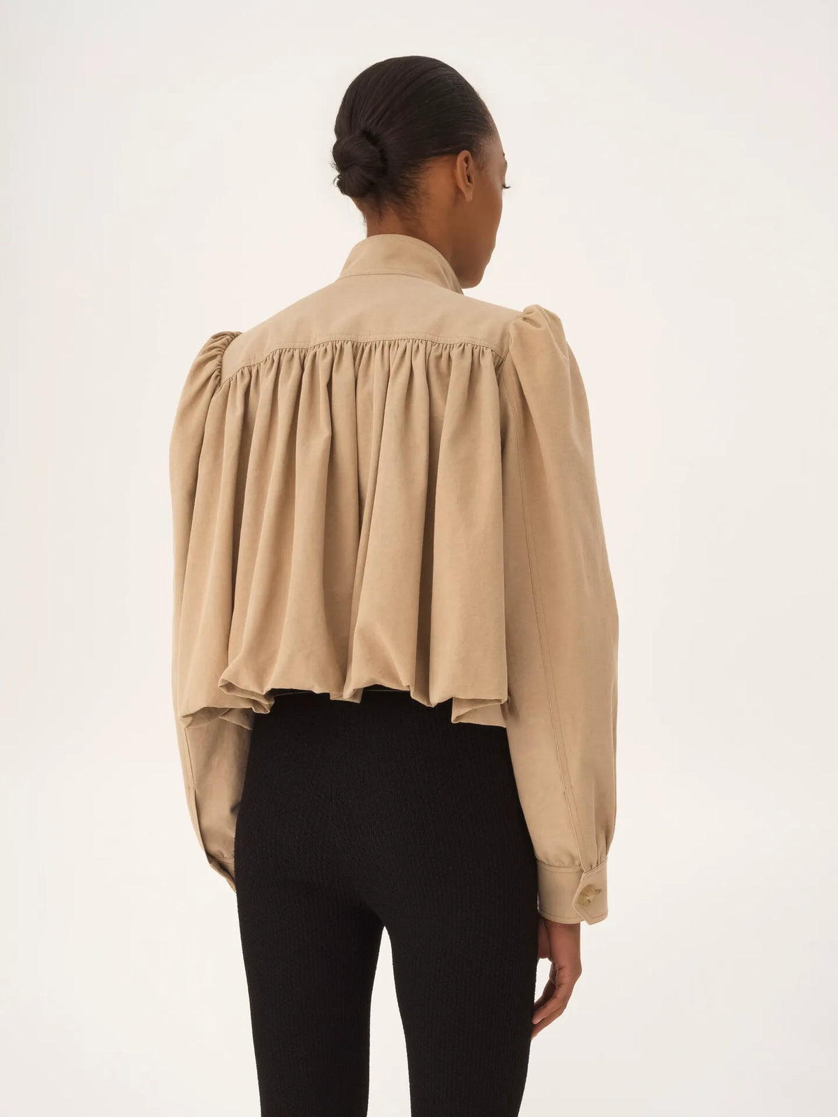 Gathered boule jacket in cotton canvas