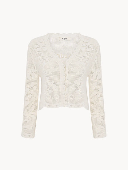 Cropped cardigan in a cotton knit