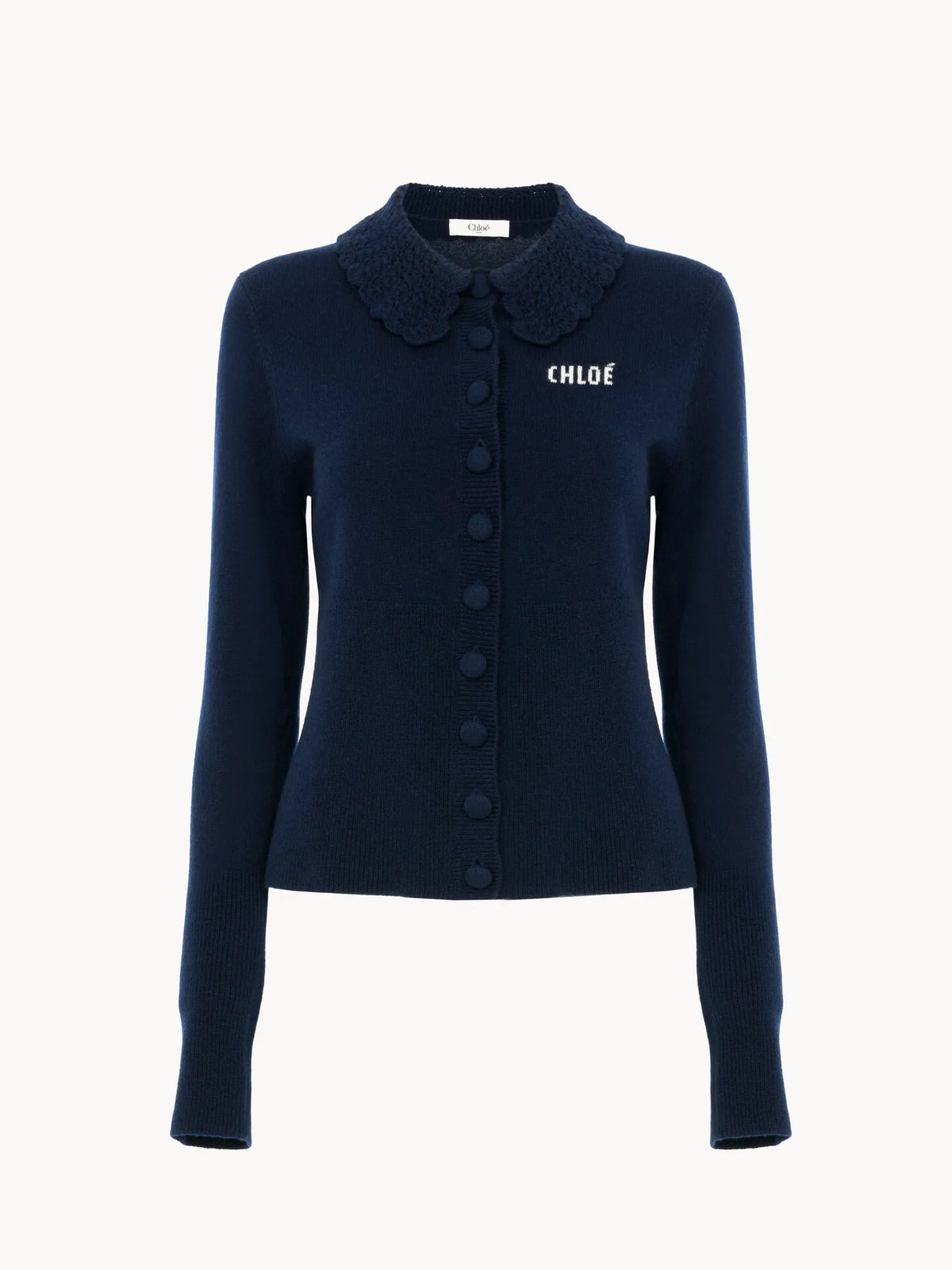 Fitted logo cardigan in a wool knit
