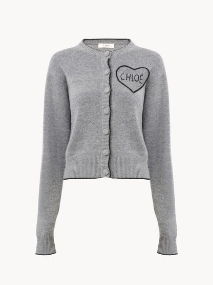Fitted logo cardigan in a wool & cashmere knit
