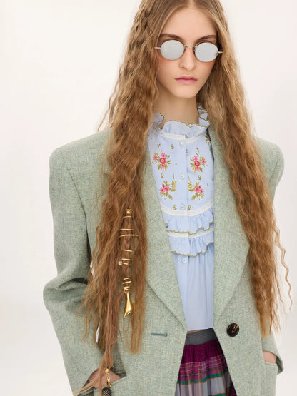 Single-breasted tailored jacket in chiné wool