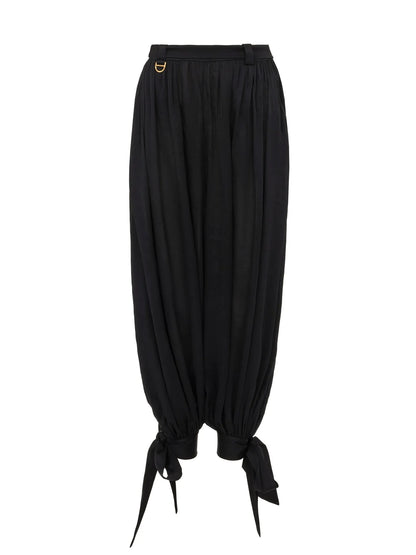 Fluid pleated pants in silk charmeuse