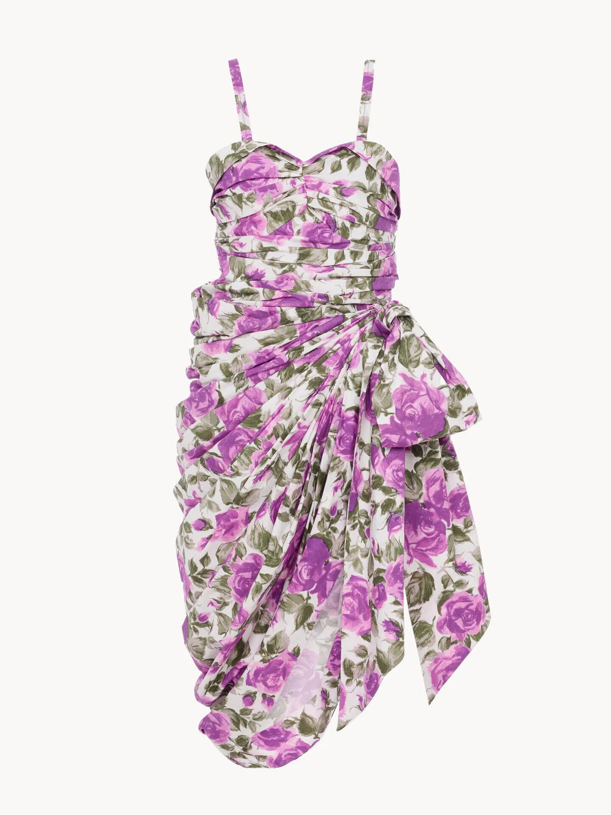 Wrapped bustier midi dress in cotton poplin
