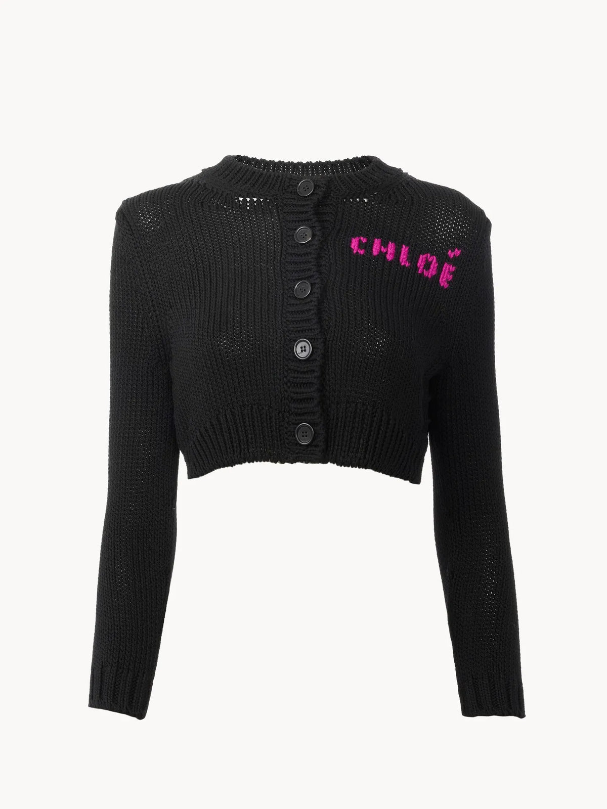 Cropped fitted logo cardigan in a cotton knit