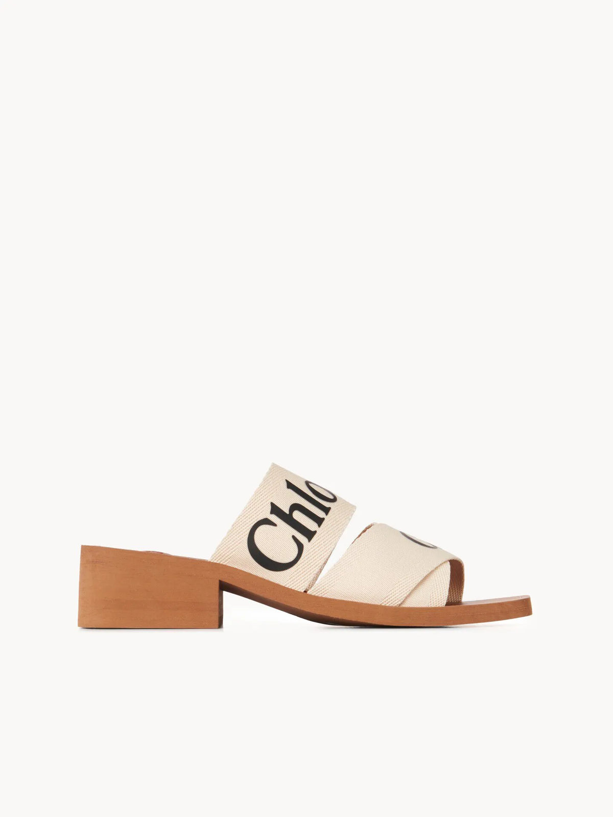 Woody heeled mule