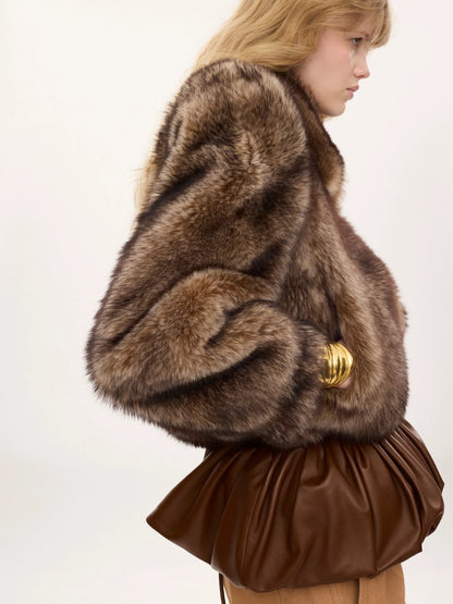 Cropped jacket in shearling