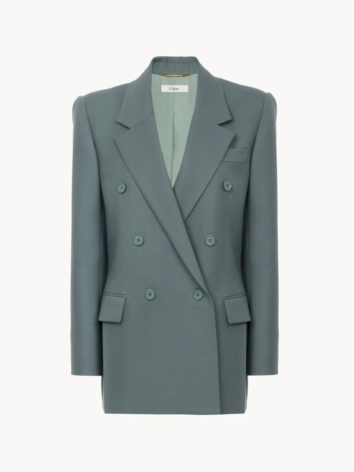 Double-breasted tailored jacket in wool gabardine