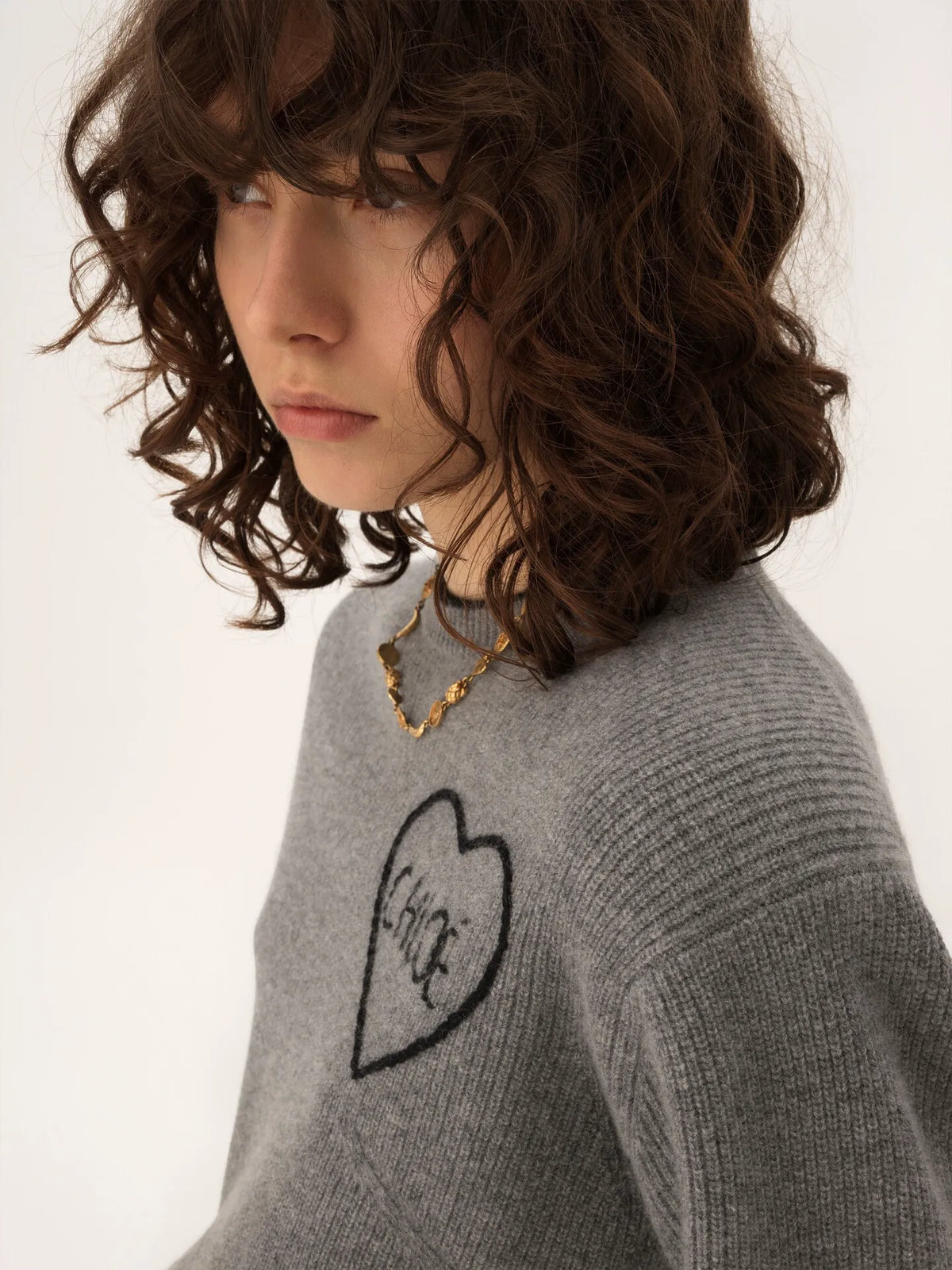 Cropped fitted logo sweater in a wool knit