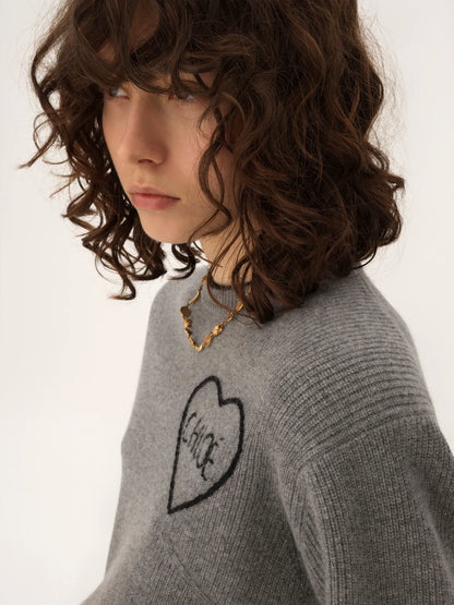 Cropped fitted logo sweater in a wool knit