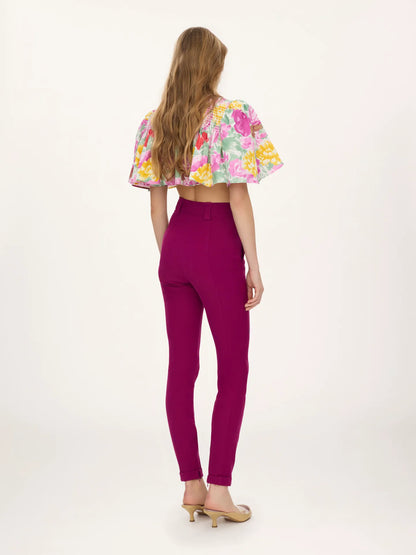 Gathered cropped top in cotton poplin