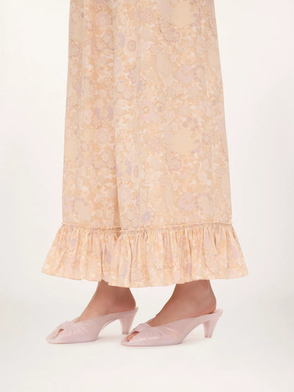 Cropped fluid pants in crêpe de chine