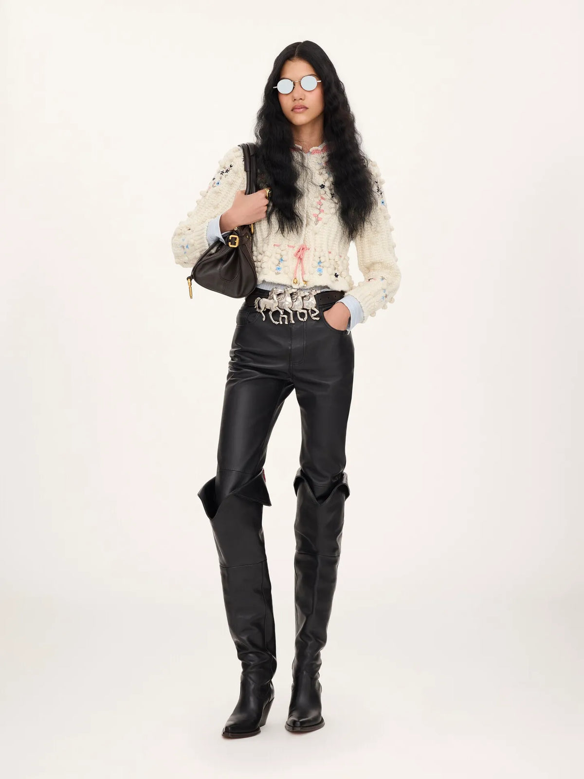 Cropped fitted cardigan in a wool knit
