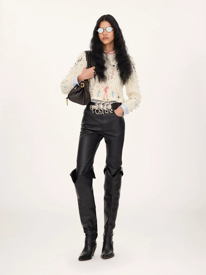 Cropped fitted cardigan in a wool knit