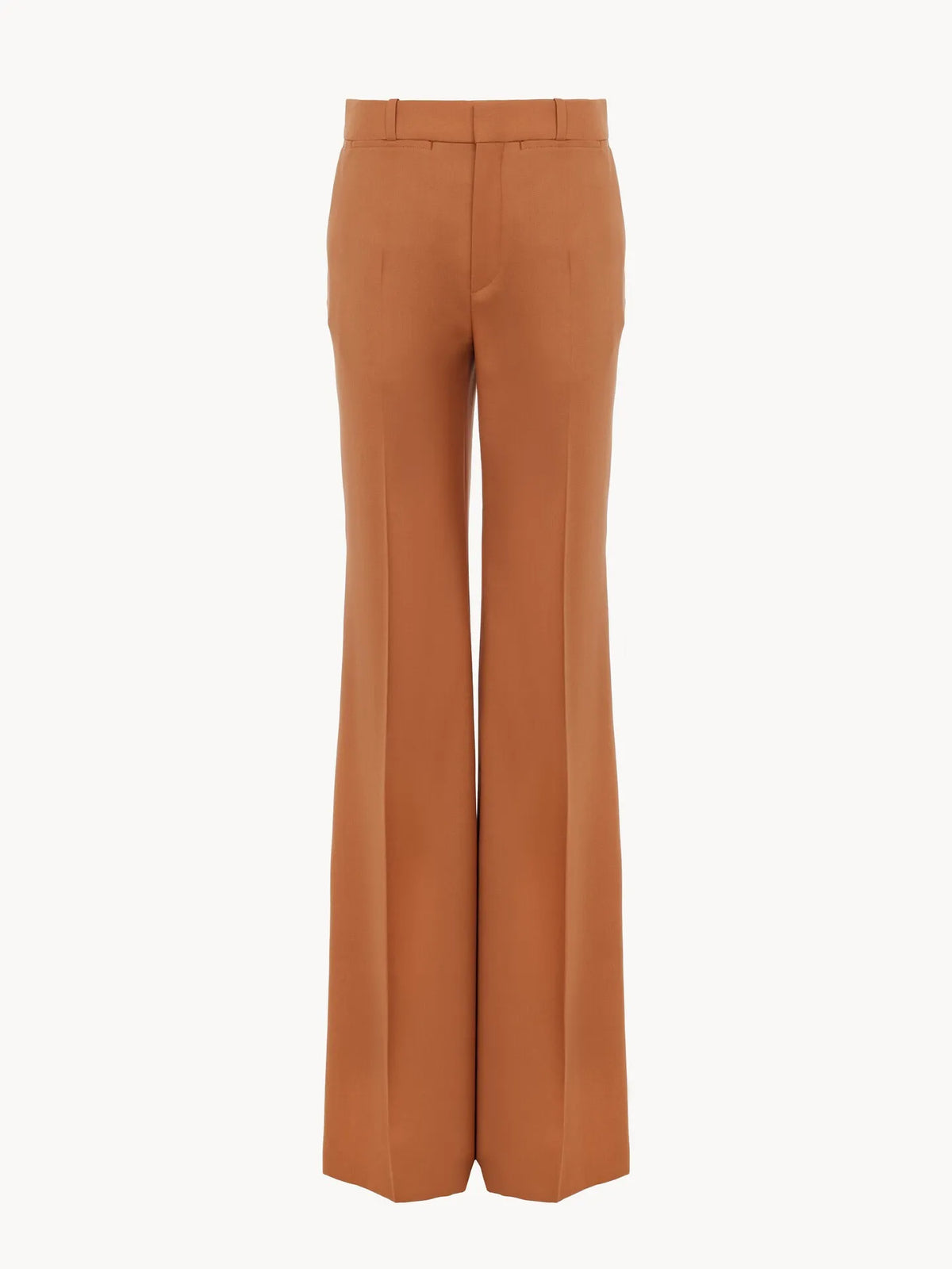 High-rise flared pants in wool gabardine