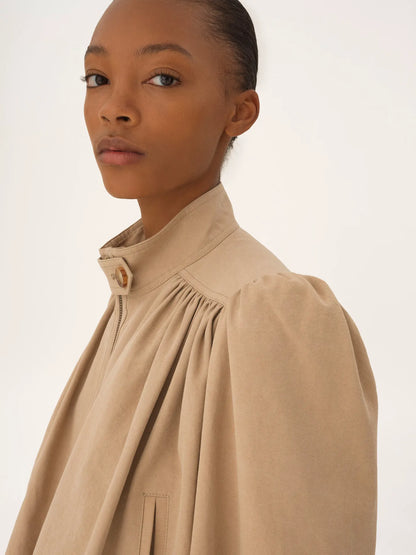 Gathered boule jacket in cotton canvas