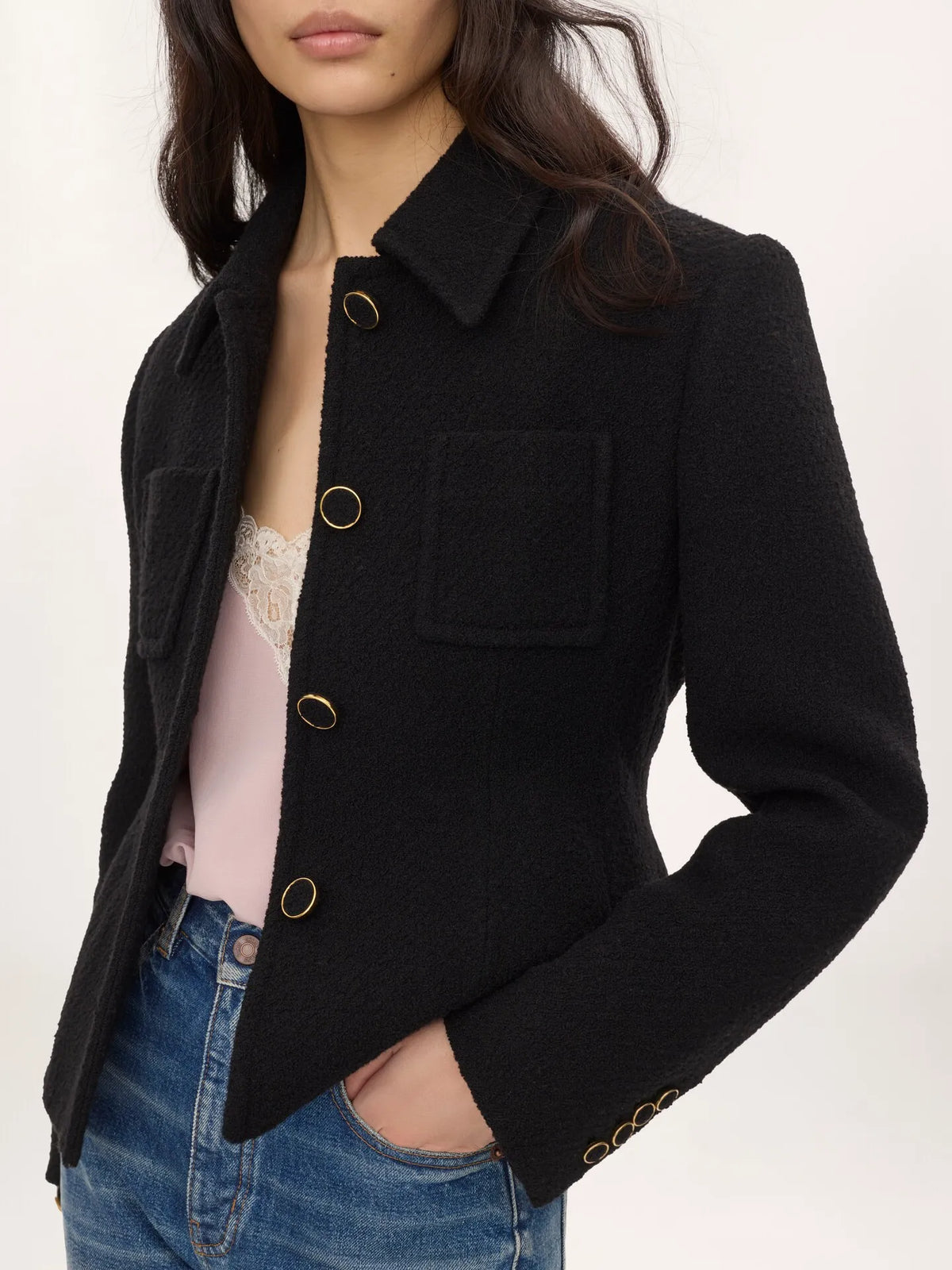 Fitted tailored jacket in wool bouclette