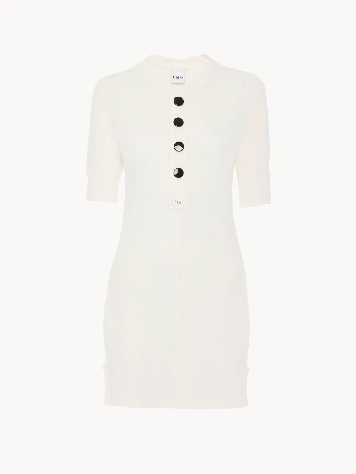 Fitted Henley mini dress in cotton jersey
