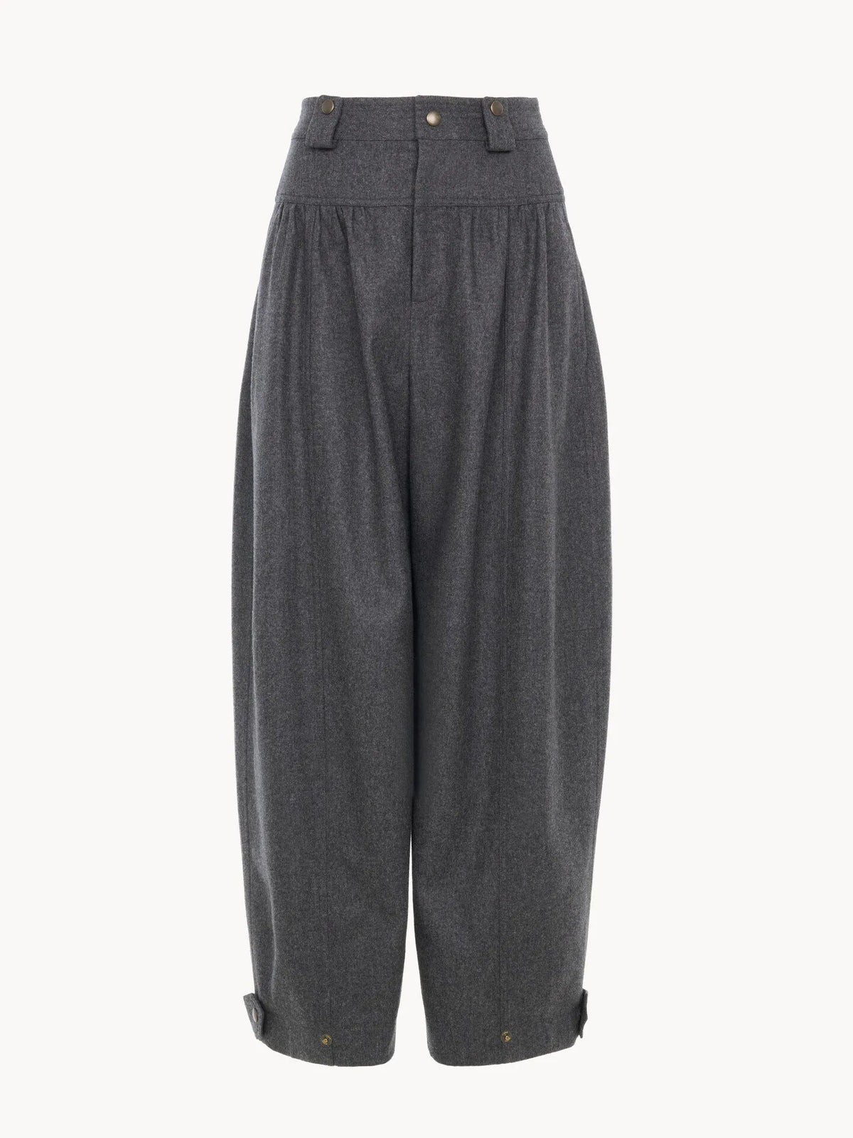 High-rise barrel pants in wool & cashmere flannel