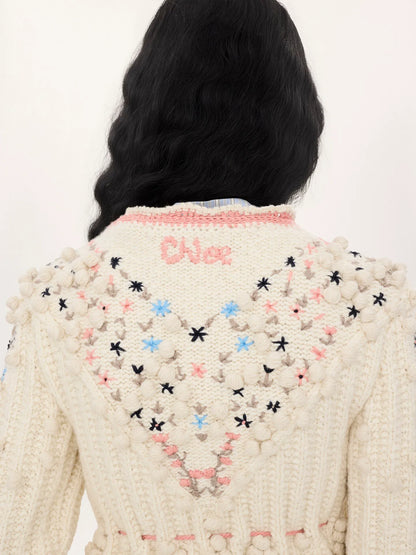 Cropped fitted cardigan in a wool knit
