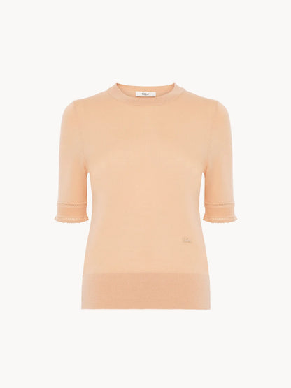 Short-sleeve sweater in a wool knit