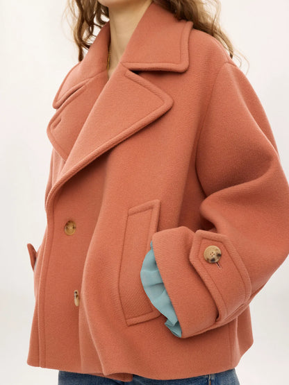 Oversized short coat in wool