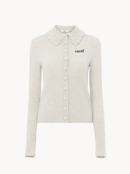Fitted logo cardigan in a wool knit