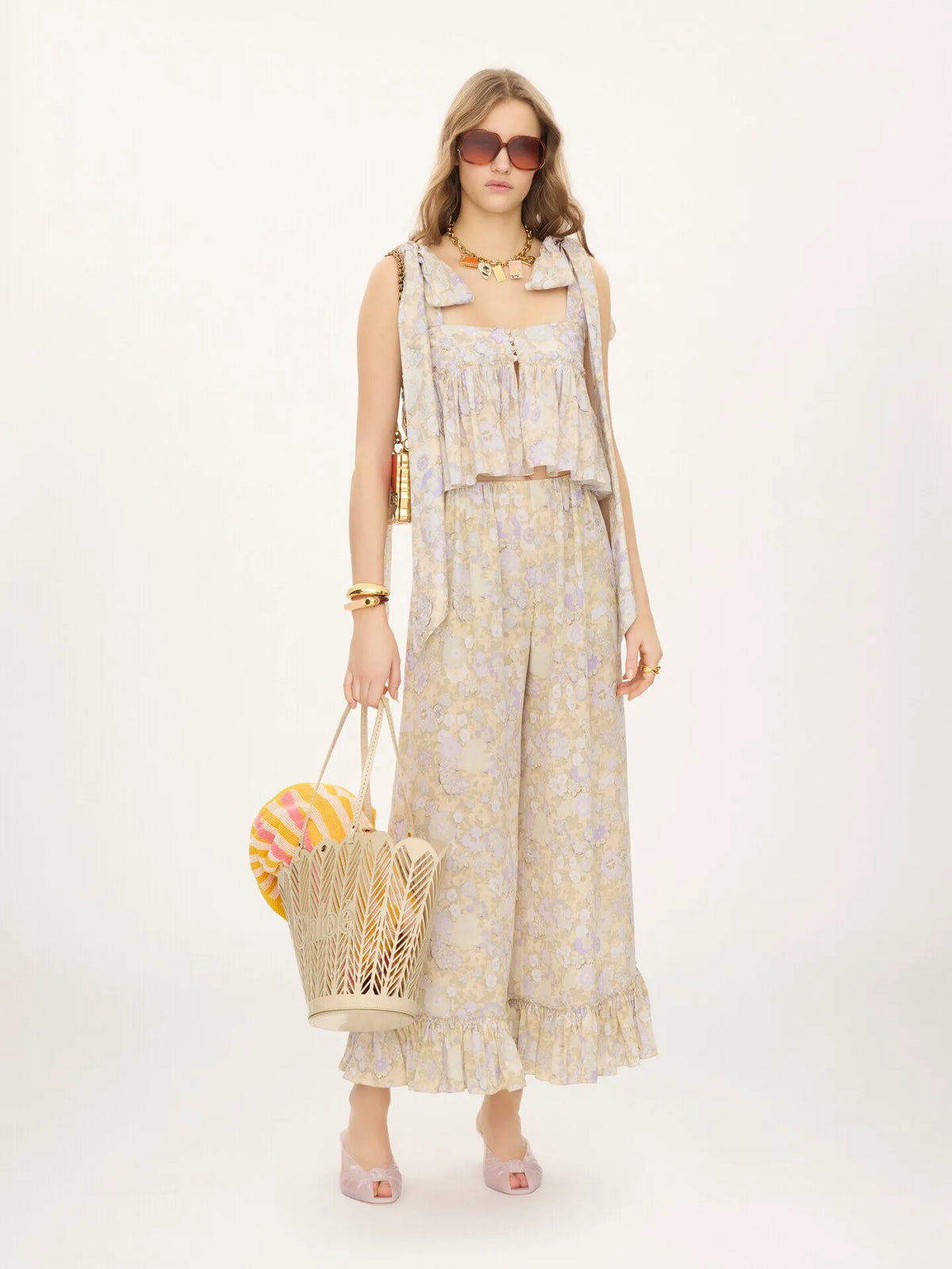 Knotted-strap cropped top in soft cotton
