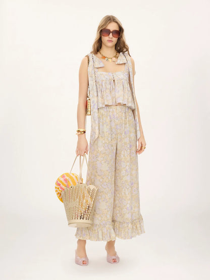 Knotted-strap cropped top in soft cotton