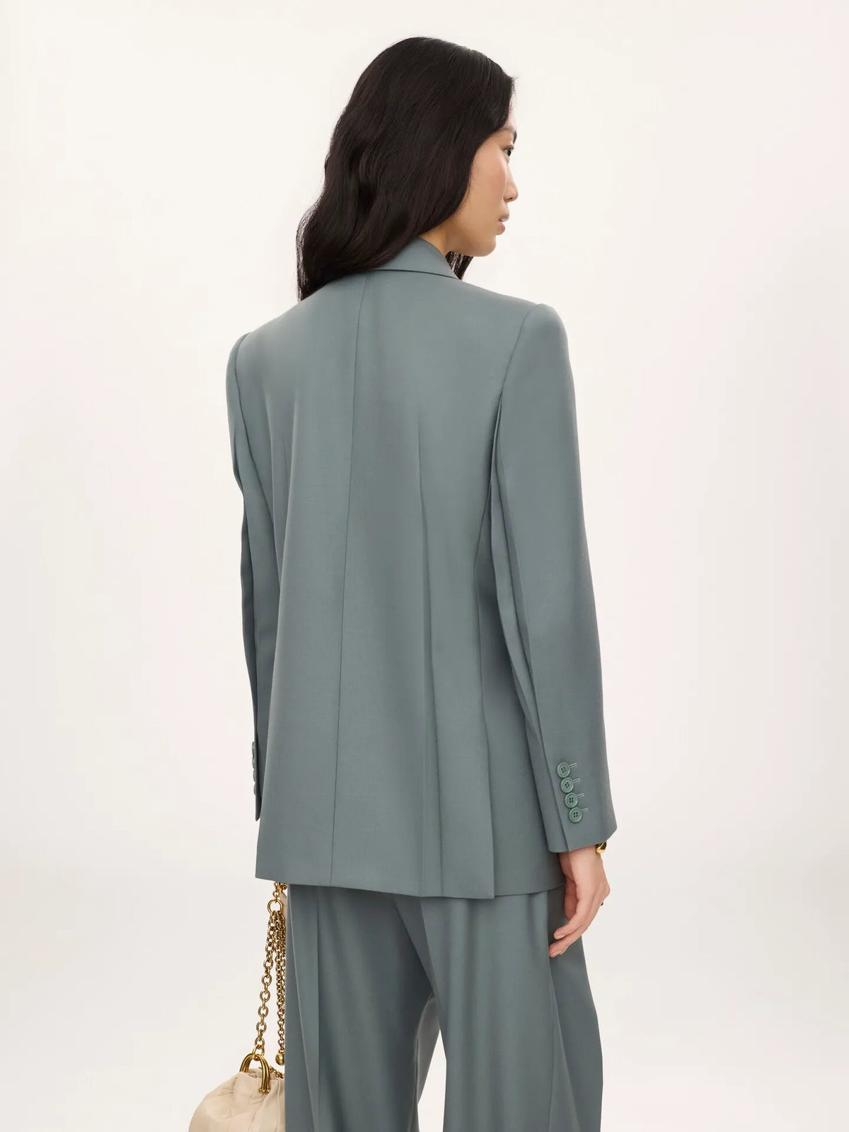 Double-breasted tailored jacket in wool gabardine