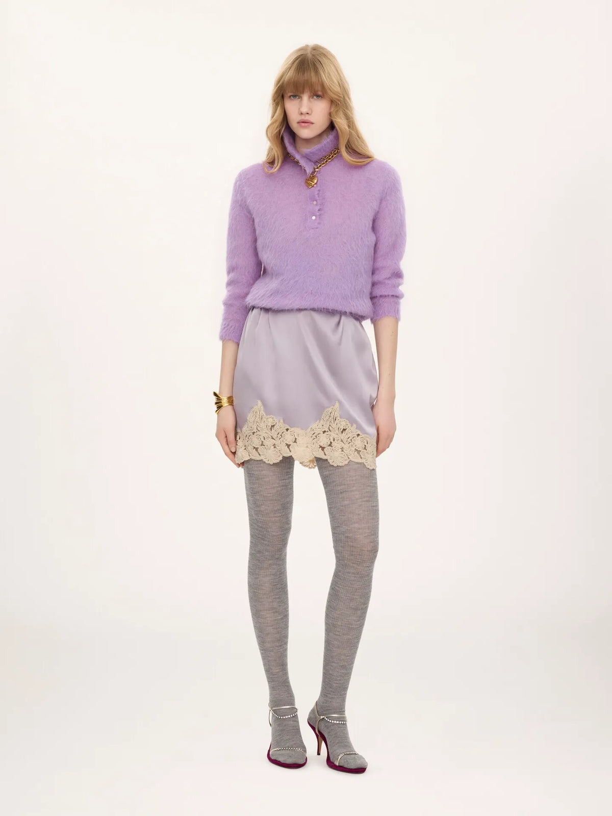 Polo sweater in an alpaca wool-blend knit