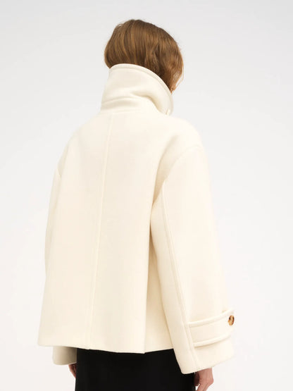 Oversized short coat in wool
