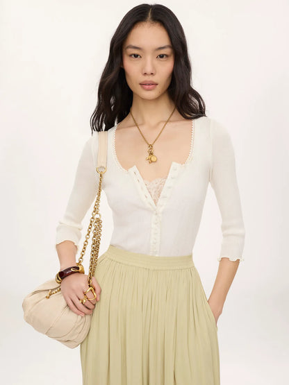 Fitted top in cotton & silk jersey