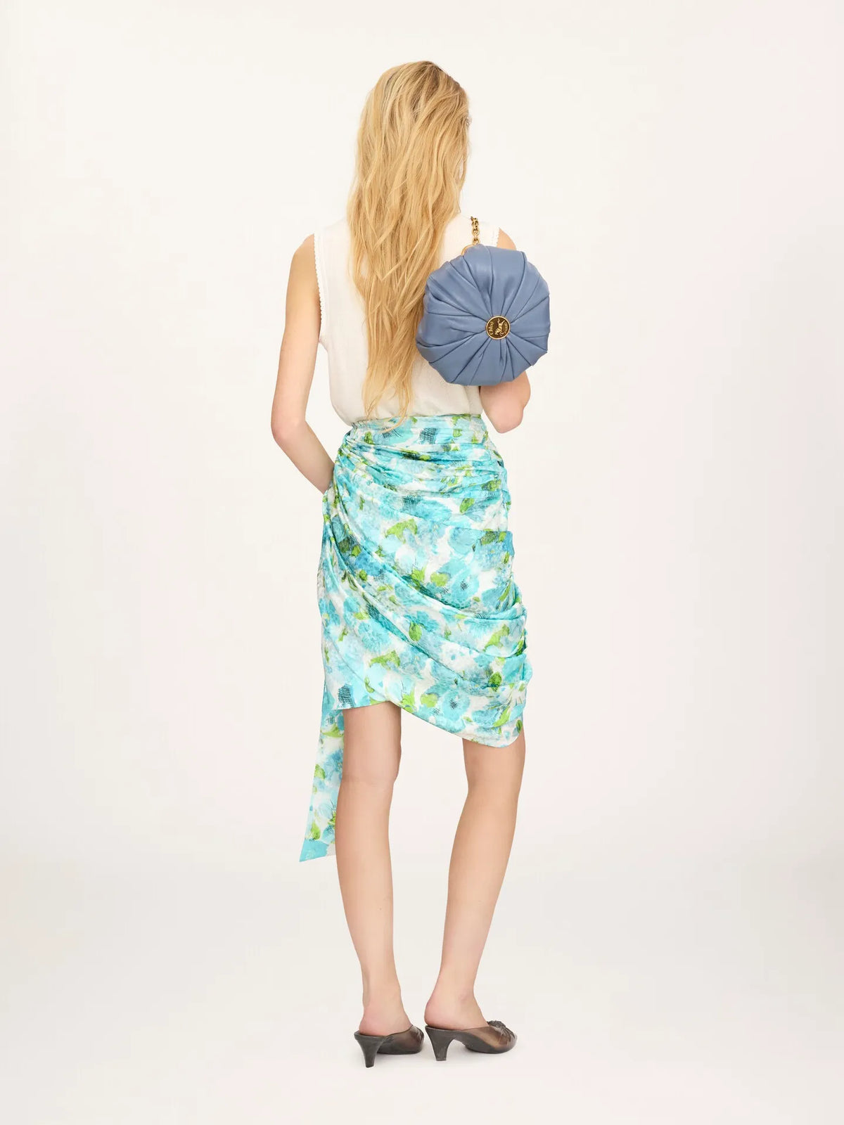 Short wrap skirt in silk jacquard