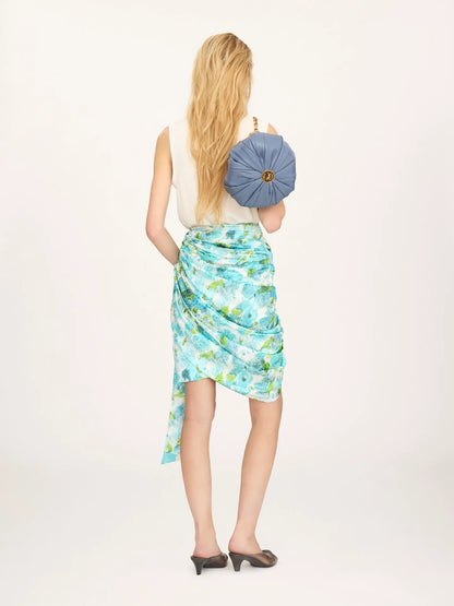 Short wrap skirt in silk jacquard