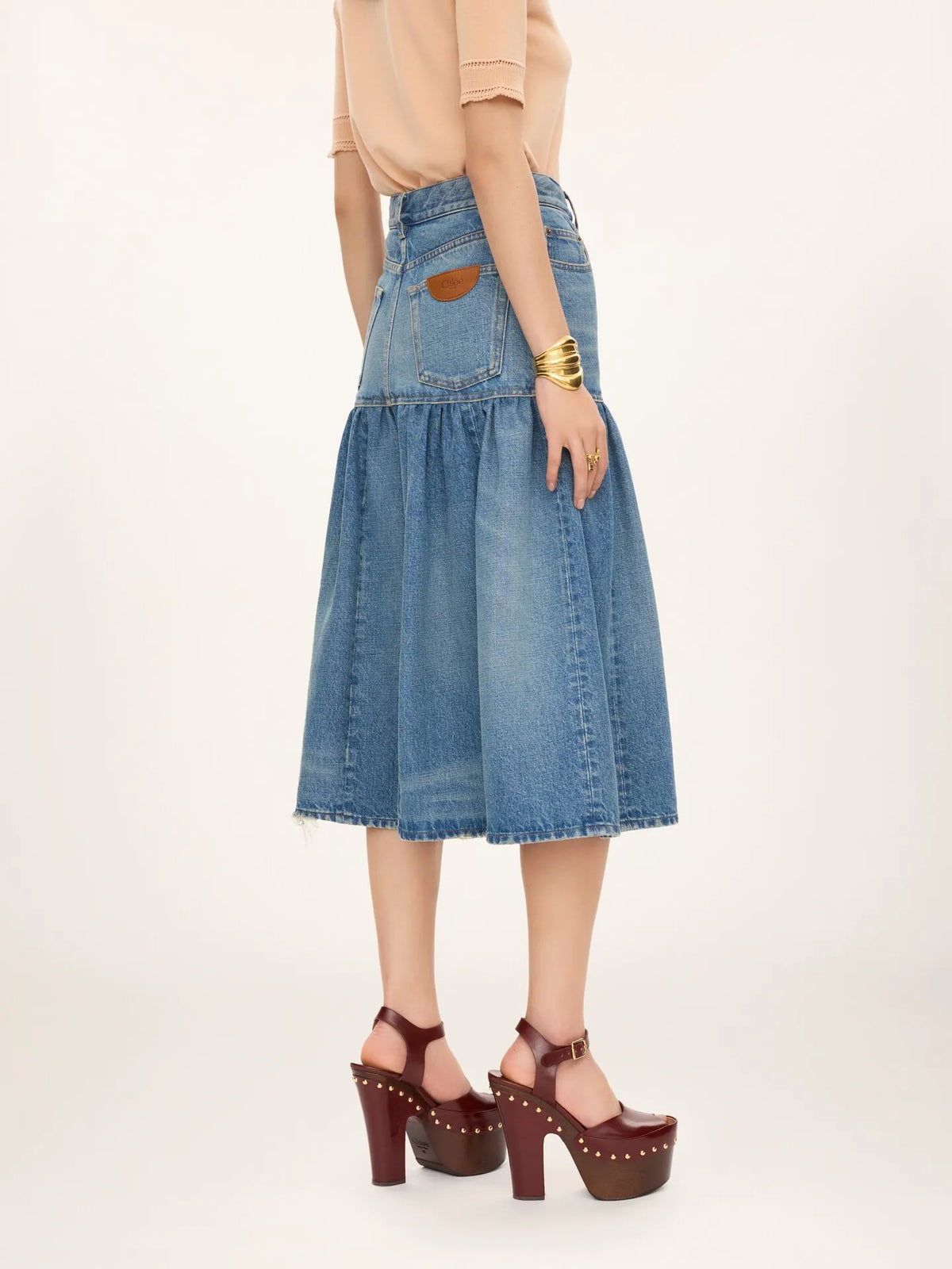 High-rise balloon bermuda shorts in denim