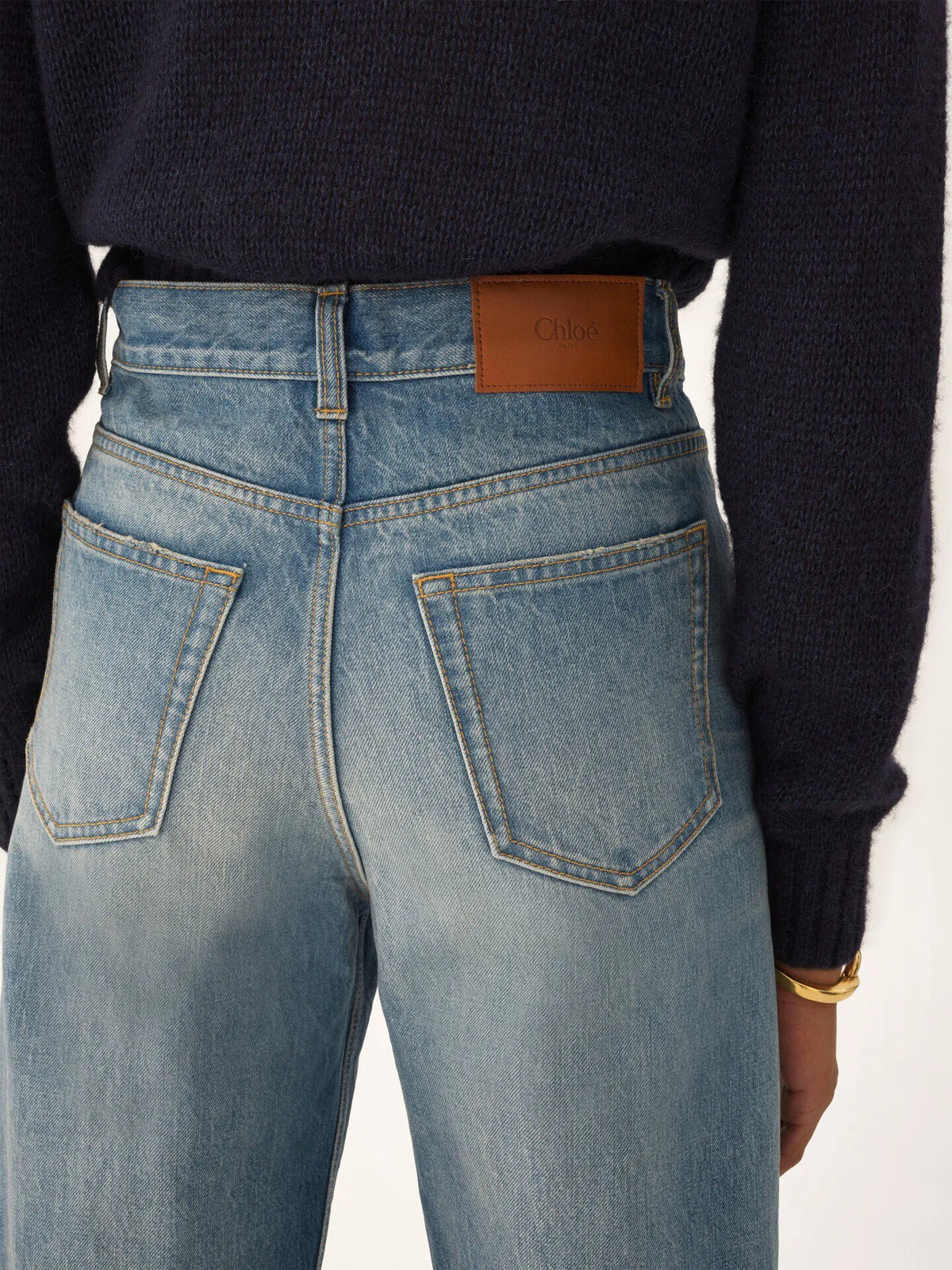 High-rise cropped jeans in denim