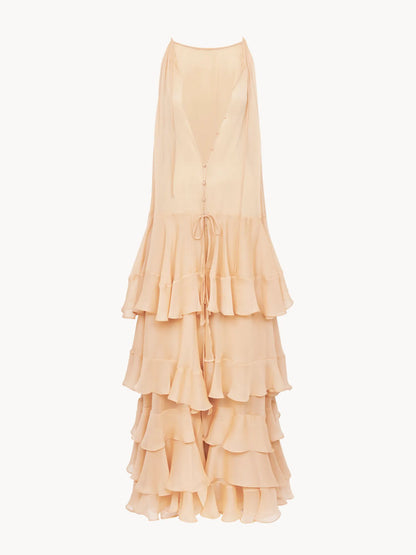 Tiered maxi dress in silk georgette